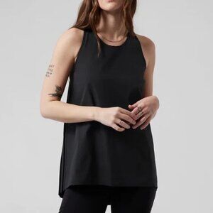 Athleta black Sojourn pleated racer back tank